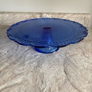 Cobalt Blue Glass Cake Stand